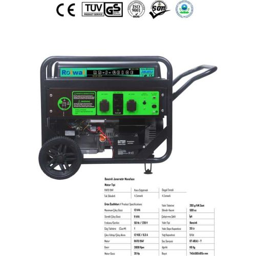 Rolwal 12 Kva Ipli Monofaze Benzinli Jeneratör - 4 Zamanlı Motor - 2