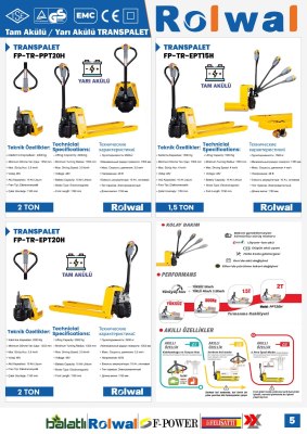 Rolwal 2000 Kg Tam Akülü Transpalet FP-TR-EPT20 - 5