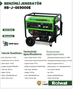 Rolwal 9 Kva Marşlı Ipli Monofaze Benzinli Jeneratör - 4 Zamanlı Motor - 2